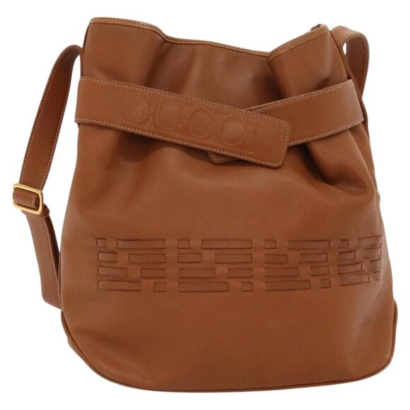 GUCCI Shoulder Bag Leather Brown Gold 001 48 0812 Auth ep8497 - Picture 1 of 15